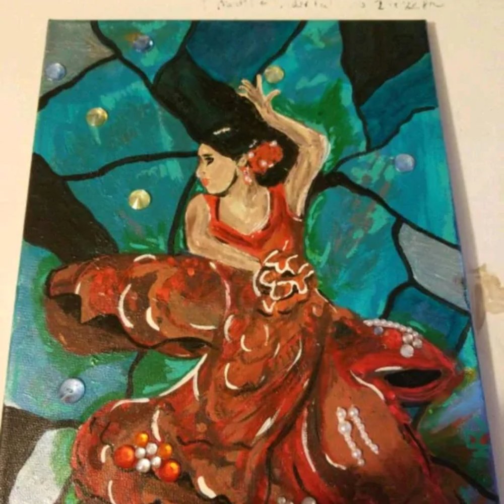 Flamingo Dancer Acrylic Painting 11 X 14 OOAK